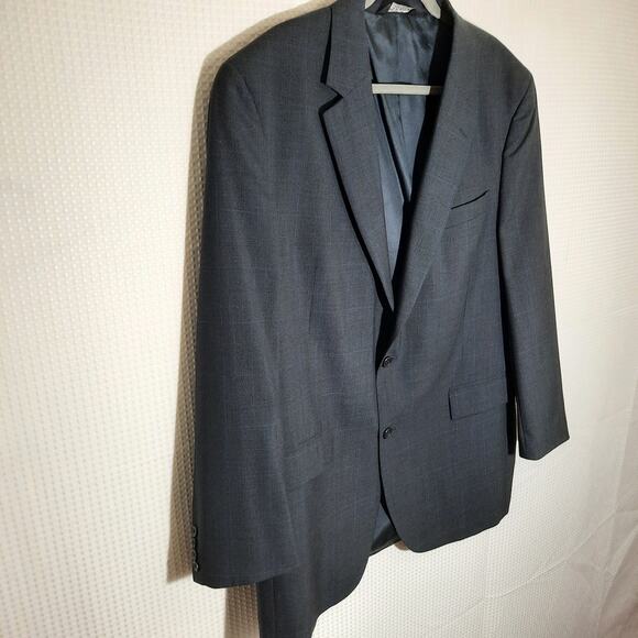 Jos. A. Bank 44L Blazer Men Wool 2-Button Gray Subtle Plaid Made in Mexico - Picture 2 of 8